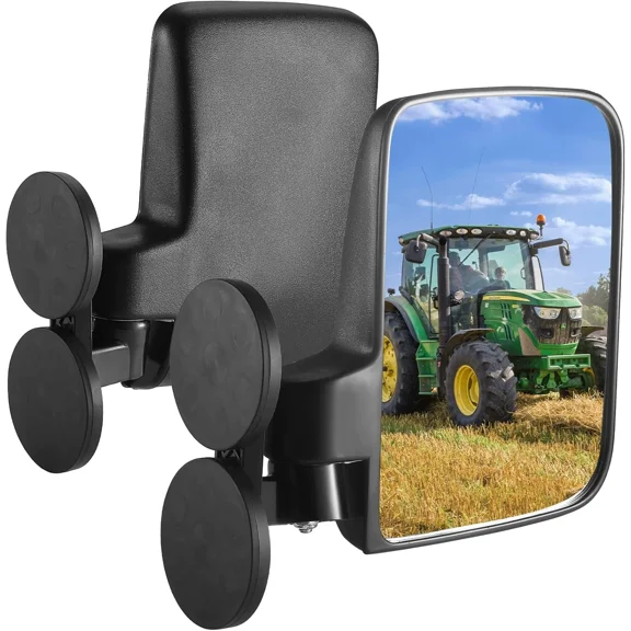 Suction Mount Safety Side Mirror, Universal Heavy Duty Agricultural Tractor Suction Side Mirror, Adjustable Wide View Farm Equipment Rearview Mirror for Tractors Lawn Mowers Golf Carts