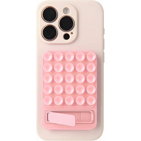 Suction Phone Mount for Case, 2 in 1 Silicone Octo Cup Buddy Sticky Grip Holder for iPhone, Hands-Free Selfie/Video for TikTok Influencers, Women Gift,Light Pink