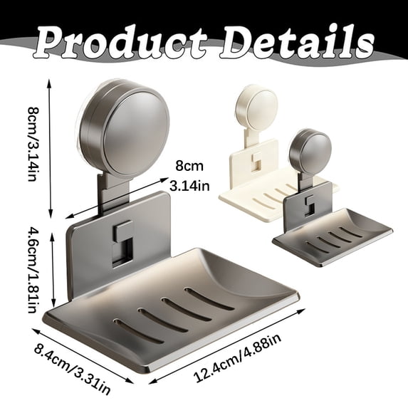 Suction Soap Dish - Wall Mounted Soap Holder for Shower Bathroom - No-drill Soap Tray for Tile Glass Mirror - 1 Holder - White