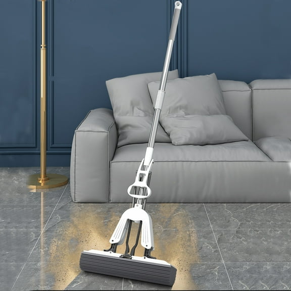 Suction Sponge Foam Mop Retractable Sponge Mop with Folded Extrusion Dehydration Floor Scrubbers Household Cleaning Tool for Tile Floor Bathroom Garage on Clearance