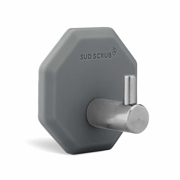 Sud Scrub® Shower Hook, Self Adhesive Hooks for Shower Wall, Heavy Duty Removable Wall Hooks, Stick On Hooks for Hanging, Bathroom Towel Hook (Charcoal)