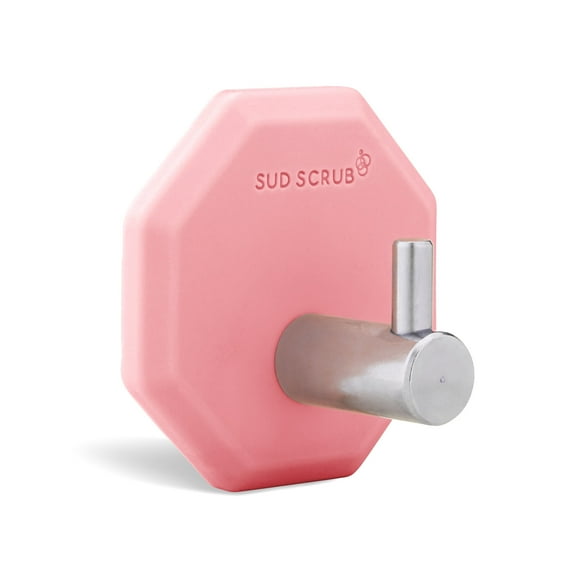 Sud Scrub® Shower Hook, Self Adhesive Hooks for Shower Wall, Heavy Duty Removable Wall Hooks, Stick On Hooks for Hanging, Bathroom Towel Hook (Pink)
