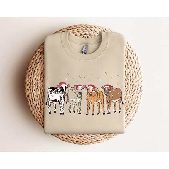 Sudadera de vaca de Navidad, regalo para amantes de las vacas, camisa de Navidad divertida