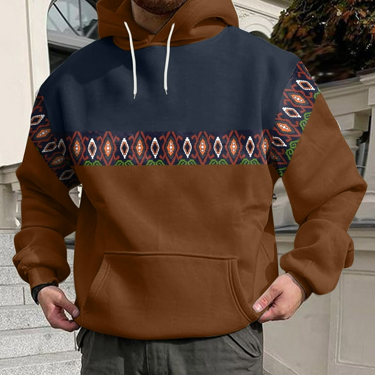 Sudaderas Para Hombre 2024 Fall Printing Sweatshirt Comfortable Graphic Design Crewneck Pullover Top Brown S Walmart