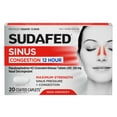 thumbnail image 1 of Sudafed Maximum Strength 12 Hr Sinus Decongestant, Non-Drowsy, 20 ct, 1 of 9