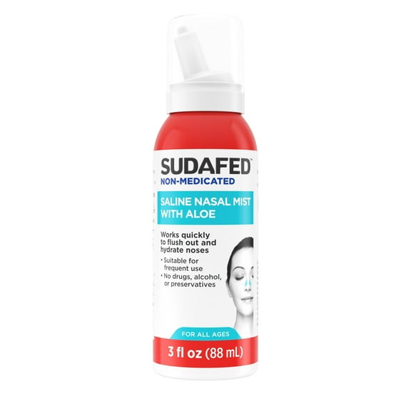 Sudafed Non-Medicated Saline Nasal Mist with Aloe, 3 fl. oz