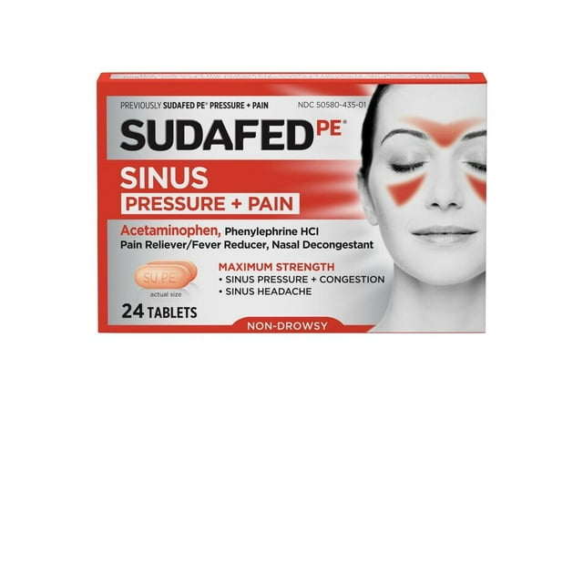 Sudafed PE Sinus Pressure + Pain Relief Maximum Strength 24 Tablets