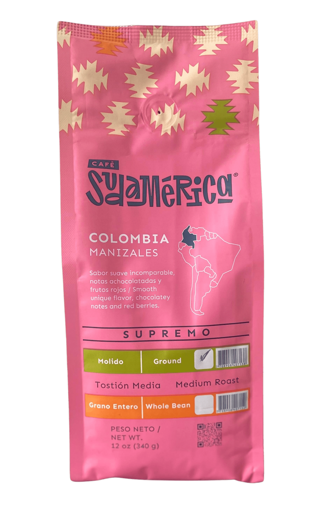 Sudamerica Supremo Medium Roast Ground Coffee 12oz 100 Colombian
