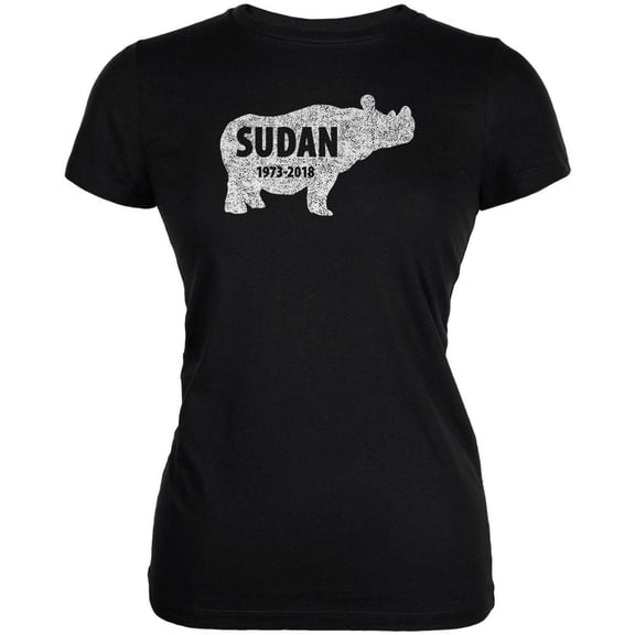 Sudan Last Male White Rhino Silhouette Juniors Soft T Shirt Black MD