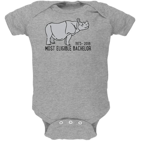 Sudan Last Male White Rhino World's Eligible Bachelor Soft Baby One Piece Heather 3-6 M