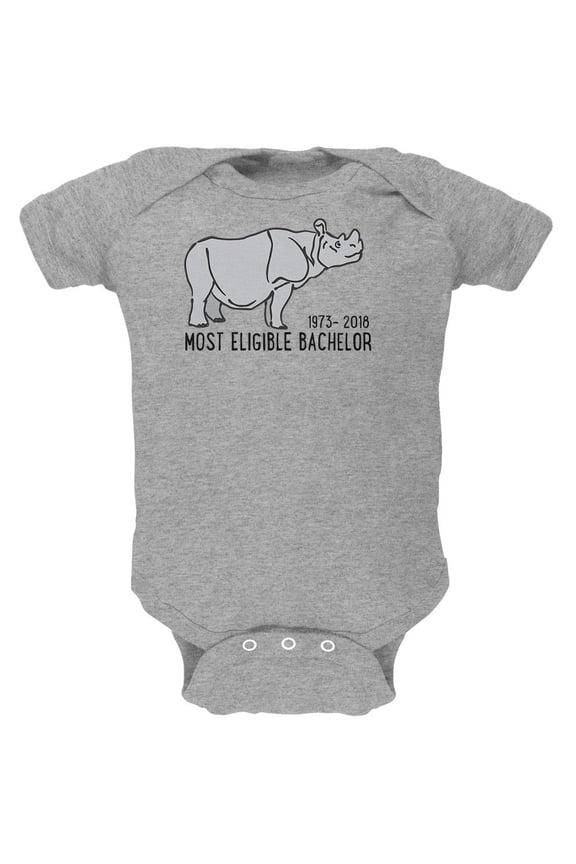 Sudan Last Male White Rhino World's Eligible Bachelor Soft Baby One Piece Heather 9-12 M