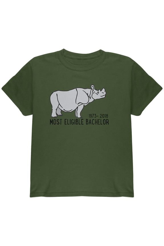 Sudan Last Male White Rhino World's Eligible Bachelor Youth T Shirt Military Green YSM