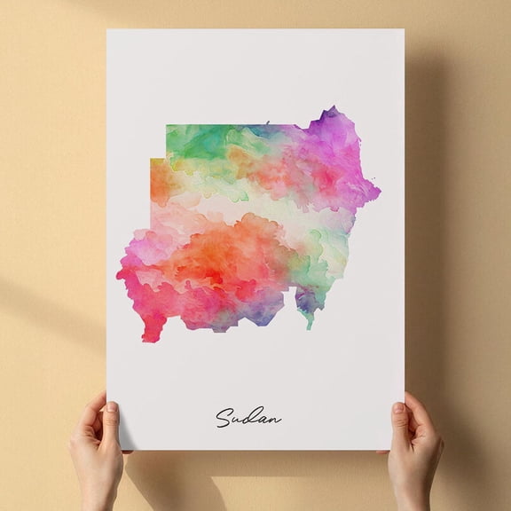 Sudan Map Canvas Wall Art 8x12 inch – Sudan Map Watercolor Poster Canvas – Minimalist Artistic Print for Modern Interior
