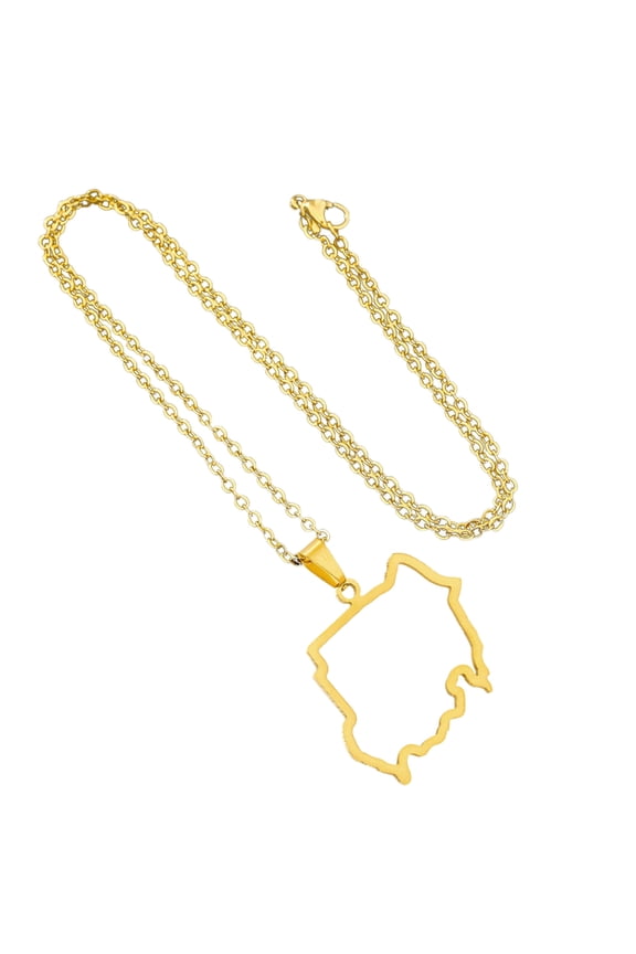 Sudan Map Pendant Necklaces Ethnic Hip Hop Map Chain for Women Men Charm Stainless Steel Jewelry