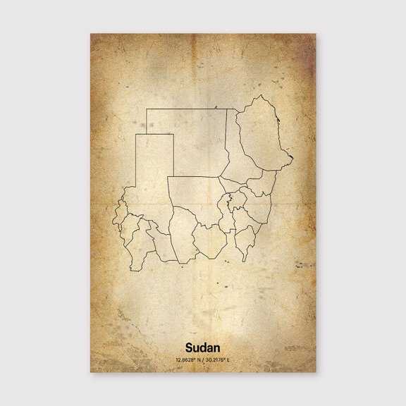 Sudan Map Print: Minimalist Line Art, Sudanese Giftfor Living Room Bedroom Office Farmhouse Neutral Home Artwork Ready to Hang 8x12 inch