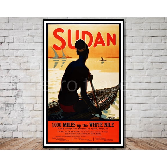 Sudan Travel Poster, Vintage Nile Cruises ArtVintage Style, Poster Only