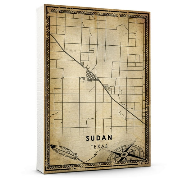 Sudan Vintage Map Prints Canvas, Texas Map Art Canvas, Canvas, Sudan Map City style vintage Canvas , Canvas Wall Art, Street Map Artwork Canvas