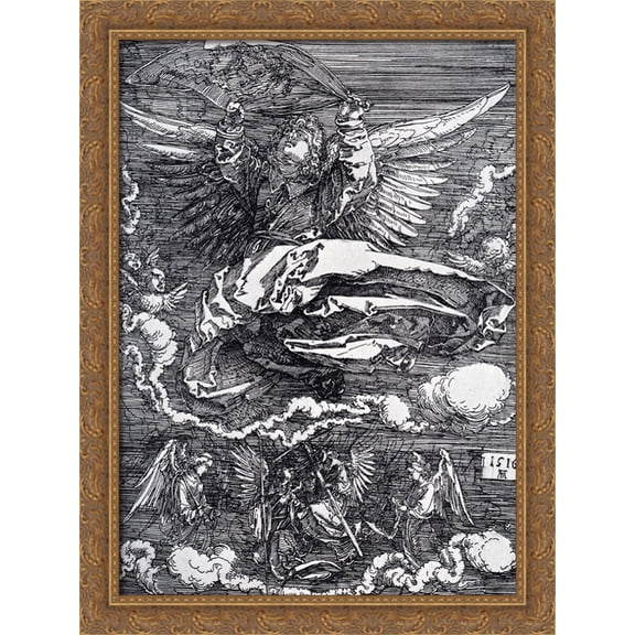 Sudarium Spread Out By An Angel 28x36 Large Gold Ornate Wood Framed Canvas Art by Albrecht Durer