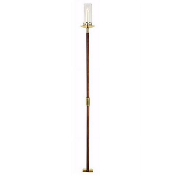 Sudbury Brass 182431 Brass, Wood & Glass Permanent Bracket Pew End Candlesticks - 62 in.