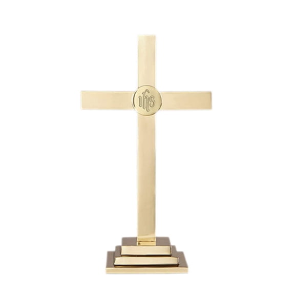 Sudbury Brass Classic Altar Cross with IHS Emblem, 24 Inch