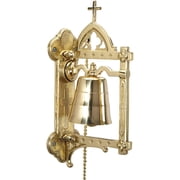 Christian Brands Cross Topped Budded Wall Church Bell, 10 1/2 Inch, Brass