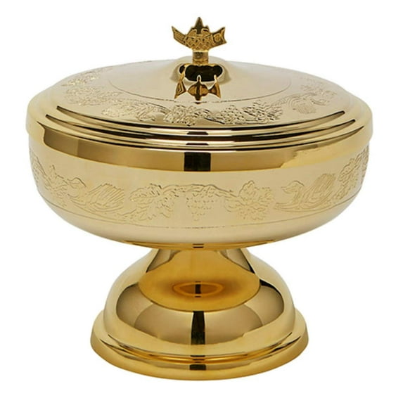 Sudbury Brass Grapes and Leaves Design Ciborium with Cover, 4 1/2 Inch