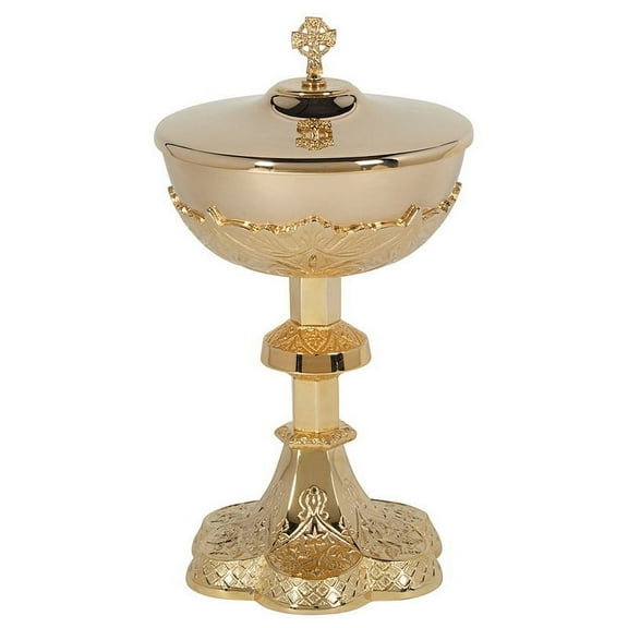 Sudbury Brass Vine Embossed Ciborium with Cover, 11 Inch