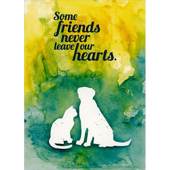Sudbury Studio Pet Silhouettes : Never Leave Our Hearts Pet Sympathy Card