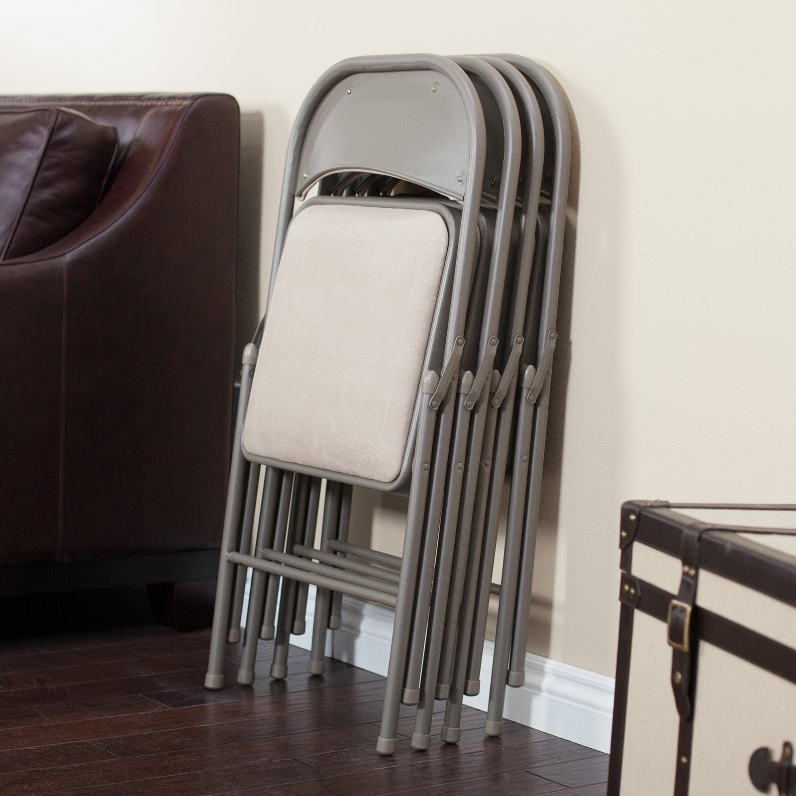Sudden Comfort Steel Indoor Folding Chair, Sand Tan (Set of 4)