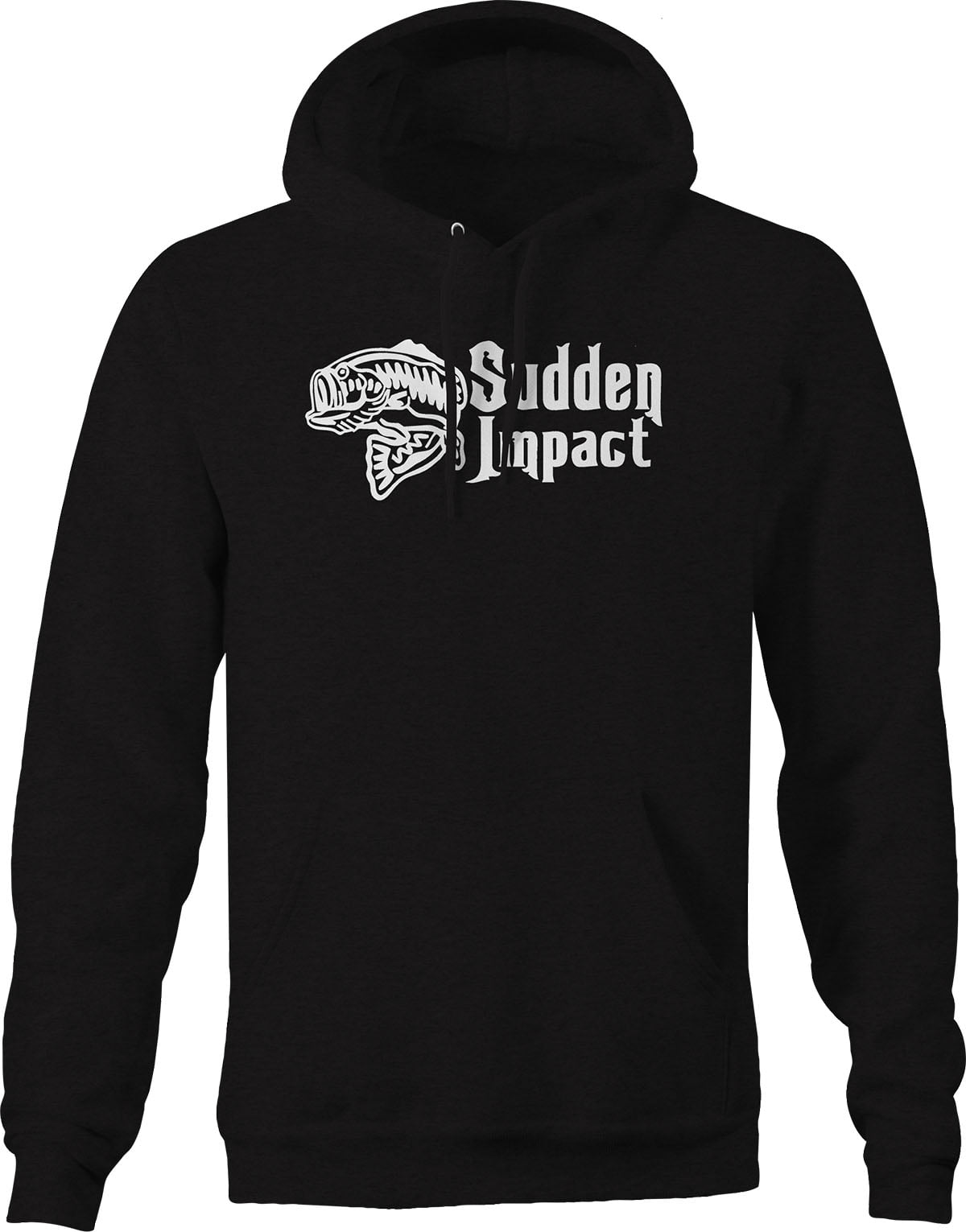 Sudden Impact Big Mouth Bass Fishing Hoodie for Big Men 3XL Black