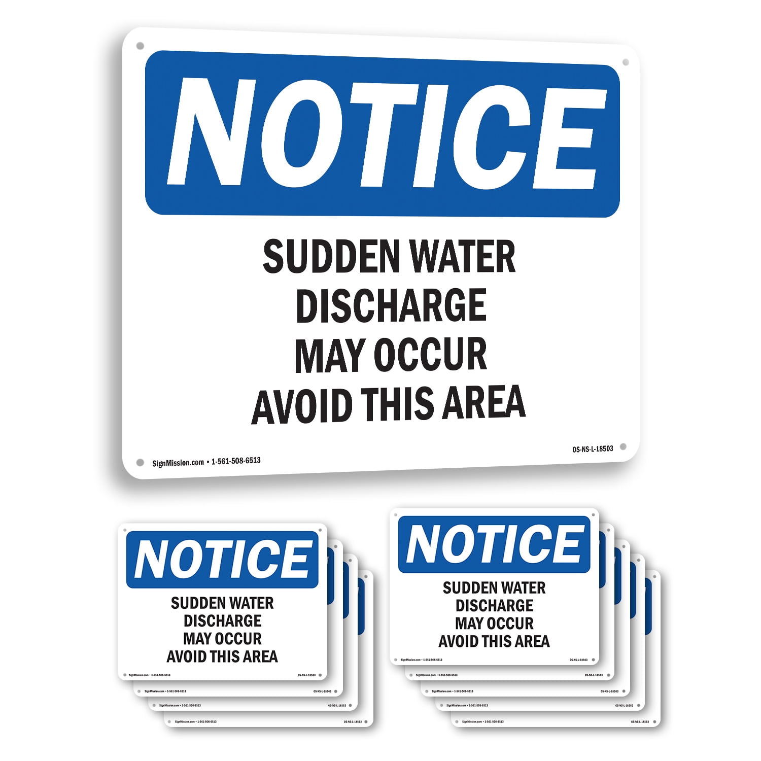 Sudden Water Discharge May Occur Avoid This Area OSHA Notice Aluminum ...
