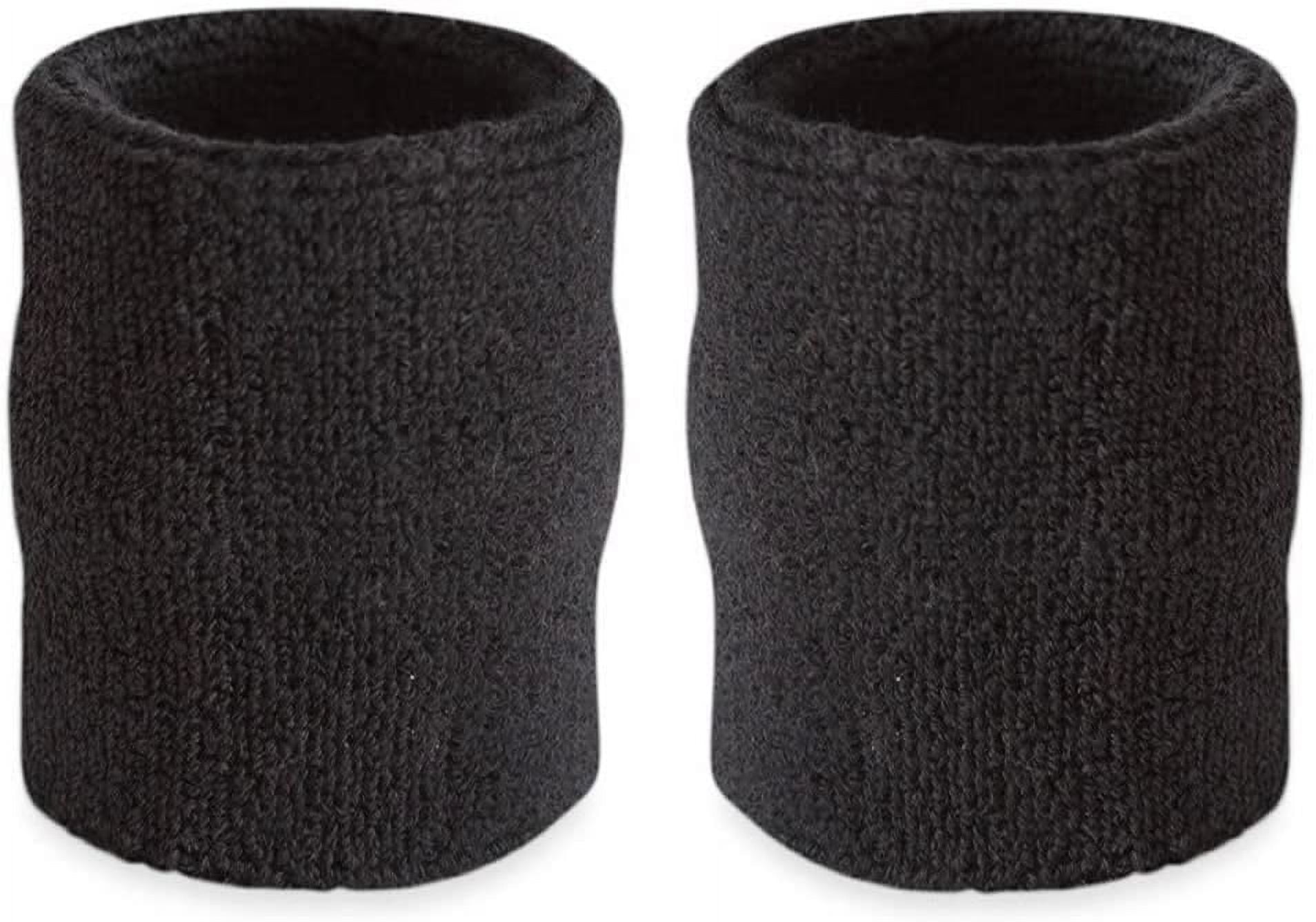 Suddora 4” Solid Color Sport Arm Sweatbands Pair, Black
