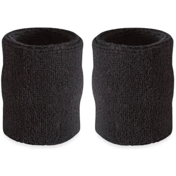 Suddora 4” Solid Color Sport Arm Sweatbands Pair, Black