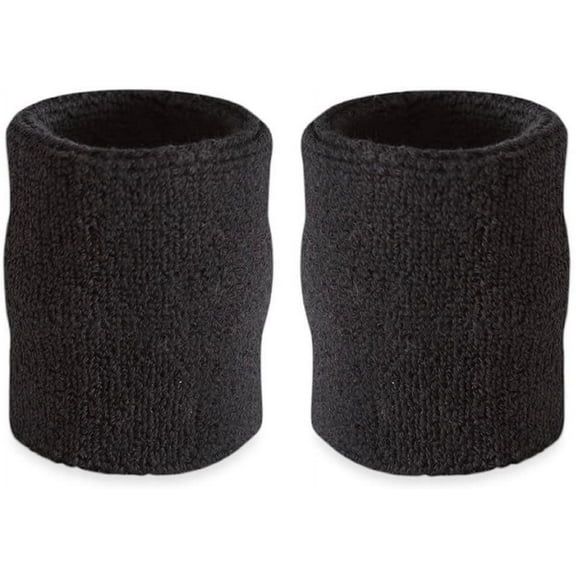 Suddora 4” Solid Color Sport Arm Sweatbands Pair, Black
