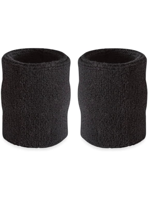 4” Solid Color Sport Arm Sweatbands Pair, Black