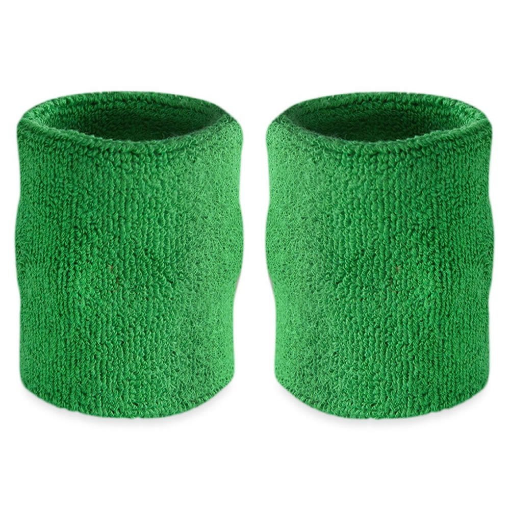 Suddora 4” Solid Color Sport Arm Sweatbands Pair, Green