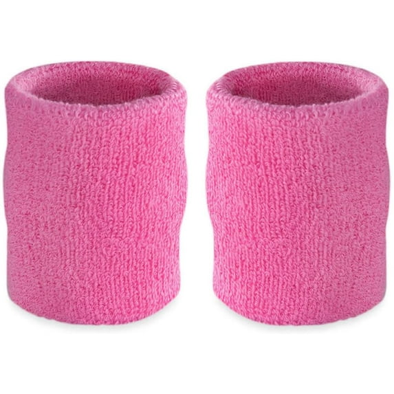 Suddora 4” Solid Color Sport Arm Sweatbands Pair, Pink