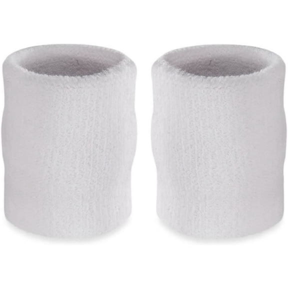 Suddora 4” Solid Color Sport Arm Sweatbands Pair, White