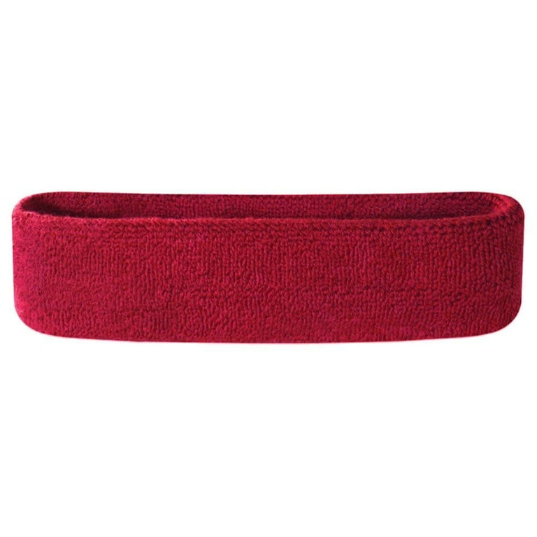 Suddora Adult Solid Color Sweatband Headband Maroon