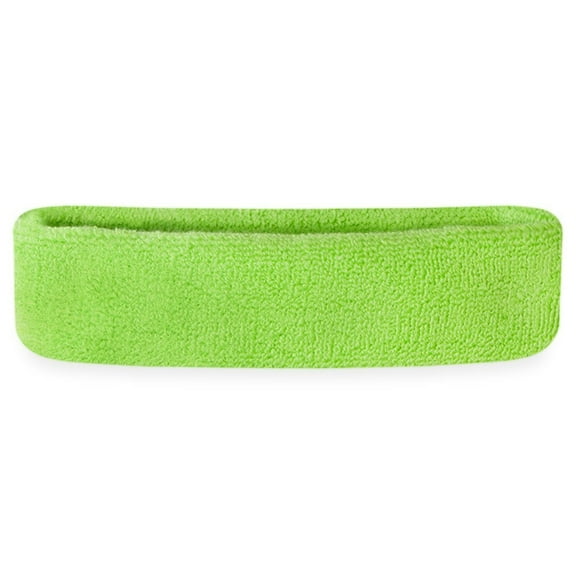 Suddora Adult Solid Color Sweatband Headband, Neon Green
