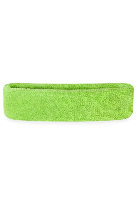 Adult Solid Color Sweatband Headband, Neon Green
