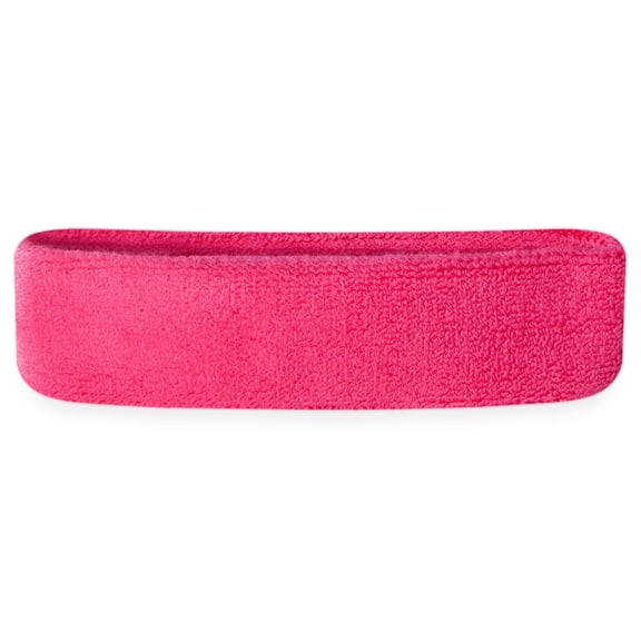 Suddora Adult Solid Color Sweatband Headband, Neon Pink