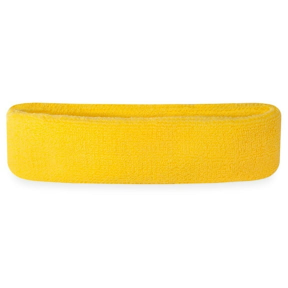 Suddora Adult Solid Color Sweatband Headband, Neon Yellow