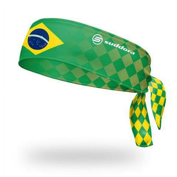 Suddora Brazil Flag Ninja Style Tie Headband Sweatband, Green