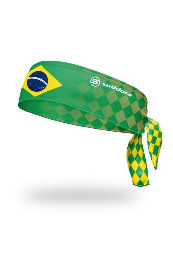 Brazil Flag Ninja Style Tie Headband Sweatband, Green