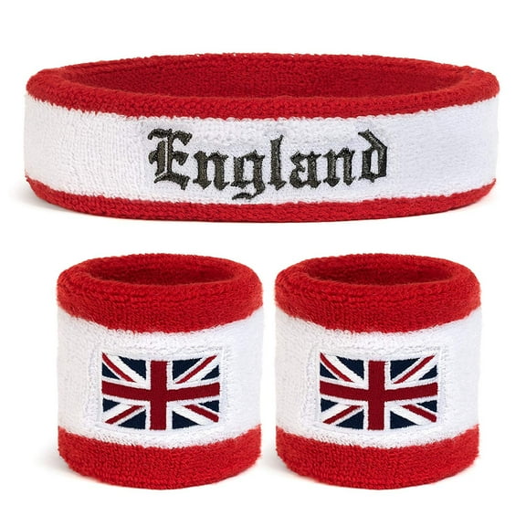 Suddora Cotton Terry Cloth Sweatband Set with 1 Headband and 2 Wristbands, England