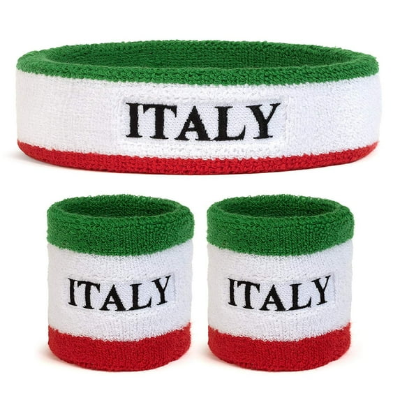 Suddora Cotton Terry Cloth Sweatband Set with 1 Headband and 2 Wristbands, Italy