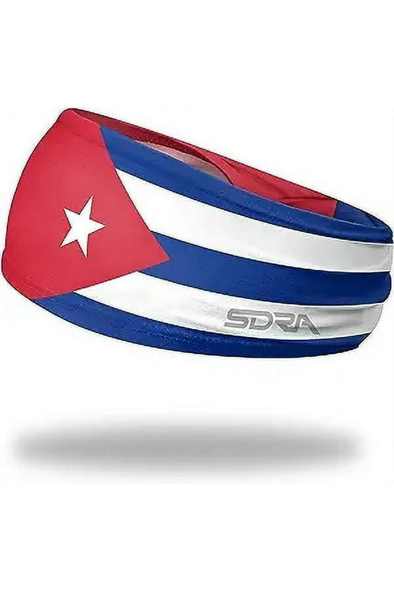 Country Flag Headbands, Cuba National Flag, Tapered Style Boho Headbands for National Sports Events, Non-Slip Fabric Sweatband for Soccer, Tennis, Workout, Costume.