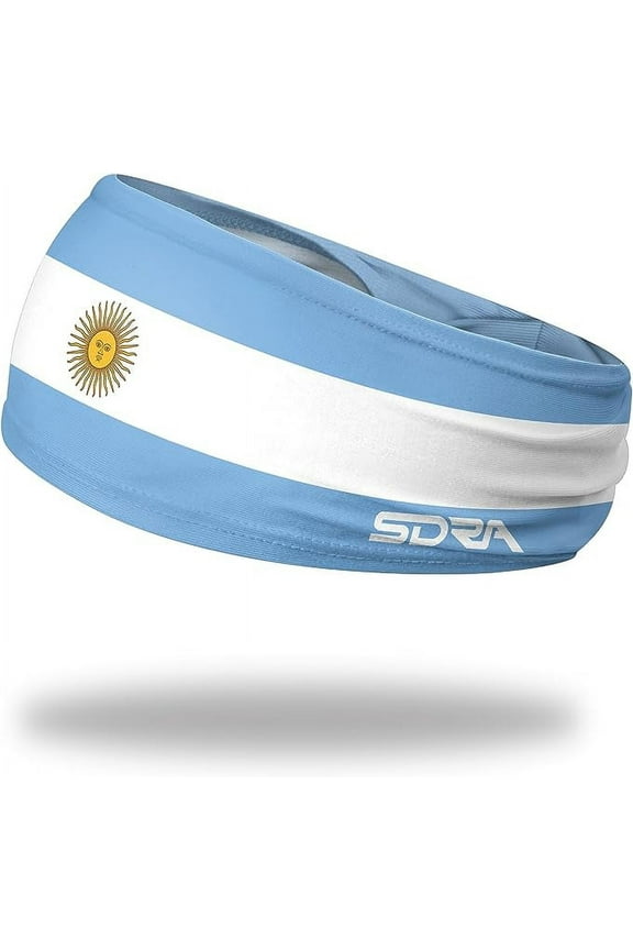 Country Flag Headbands, Wide Headbands with National Flag, Argentina Tapered Style Boho Headbands for National Sports Events, Non-Slip Fabric Sweatband.