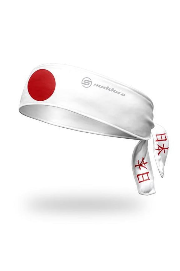 Japan Flag Ninja Style Tie Headband Sweatband, White